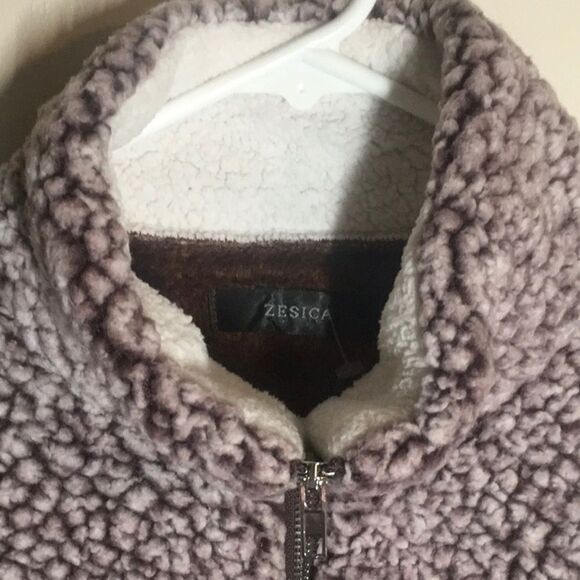 Zesica top women’s size large L Sherpa like quarter zip pullover - Picture 4 of 9